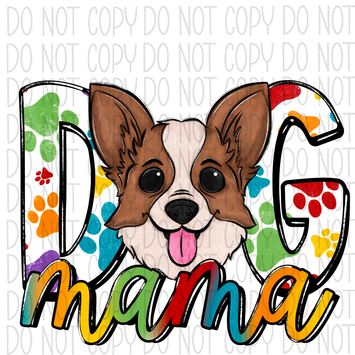 Dog Mama Paw Prints Corgi Dtf Transfer Rtp Transfers