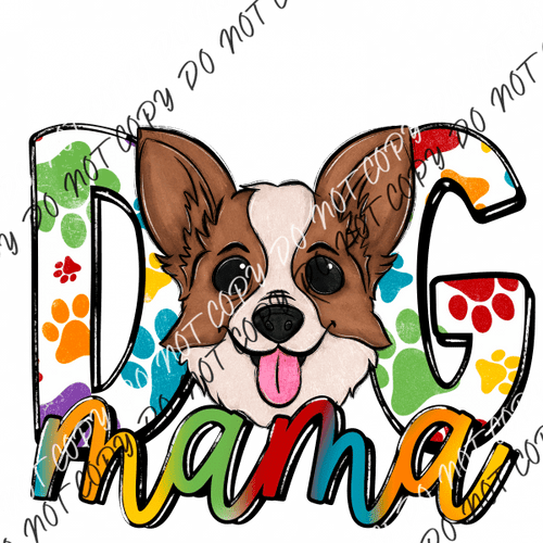 Dog Mama Paw Prints Corgi Dtf Transfer Rtp Transfers