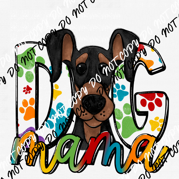 Dog Mama Paw Prints Doberman DTF Transfer - We Print U Press DTF Transfers