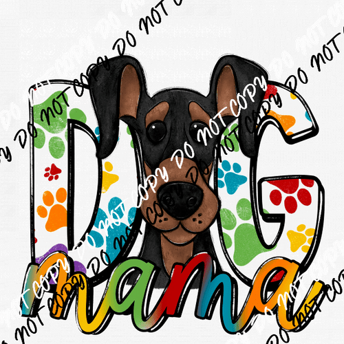 Dog Mama Paw Prints Doberman DTF Transfer - We Print U Press DTF Transfers