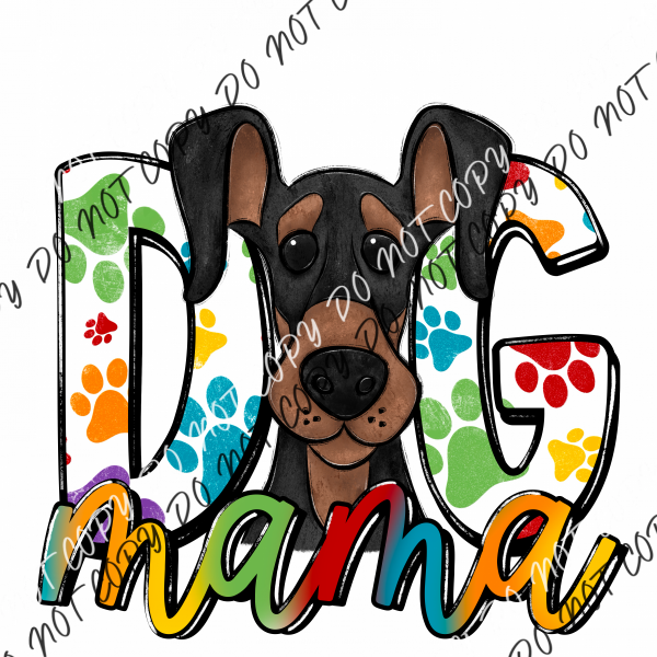 Dog Mama Paw Prints Doberman Dtf Transfer Rtp Transfers