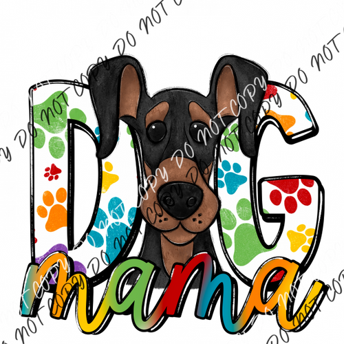 Dog Mama Paw Prints Doberman Dtf Transfer Rtp Transfers