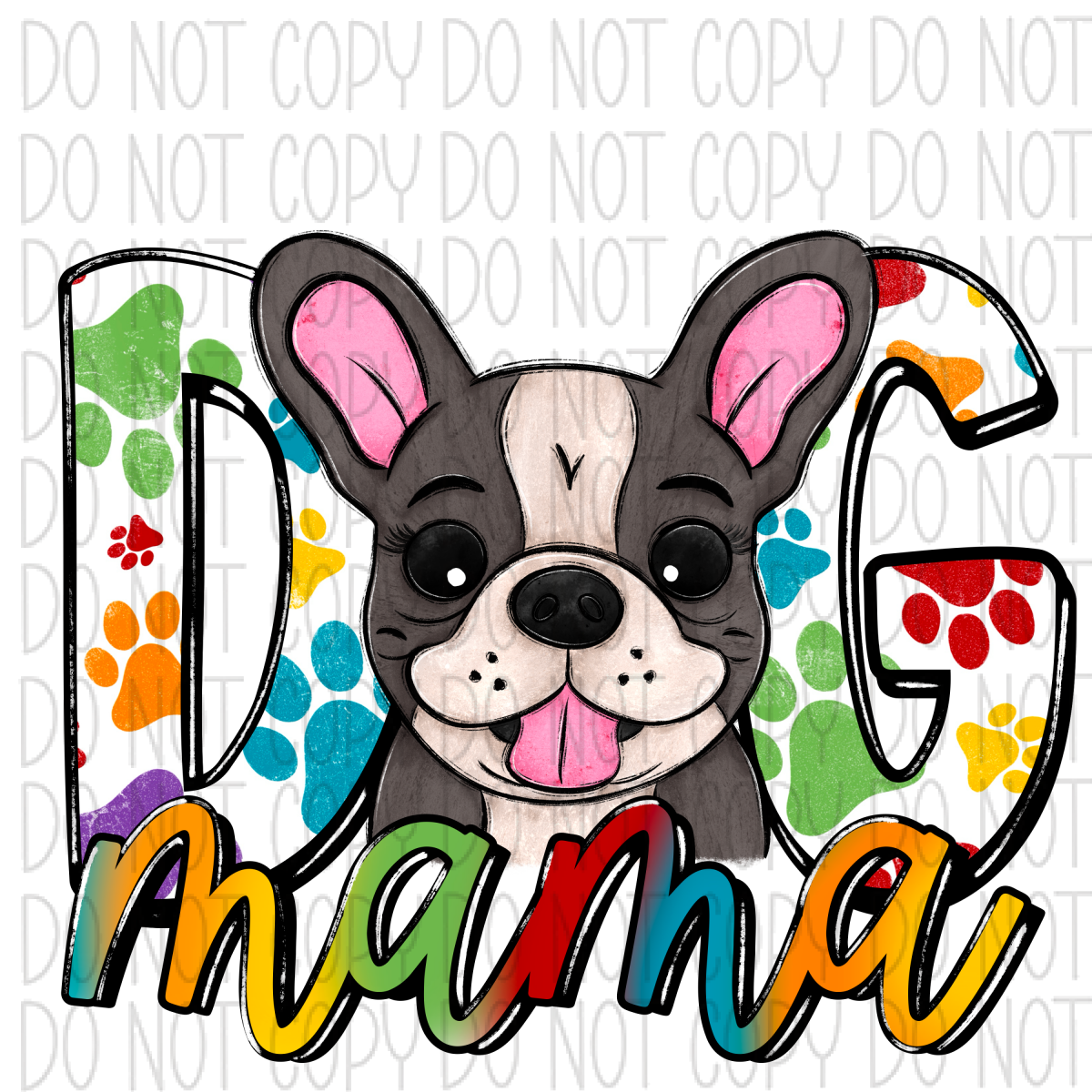 Dog Mama Paw Prints Frenchie Dtf Transfer Rtp Transfers