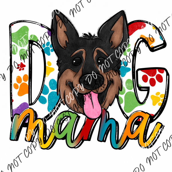 Dog Mama Paw Prints German Shephard Dtf Transfer Rtp Transfers