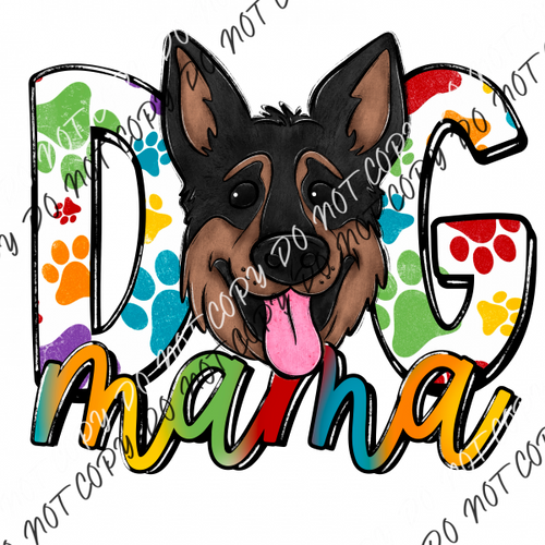 Dog Mama Paw Prints German Shephard Dtf Transfer Rtp Transfers