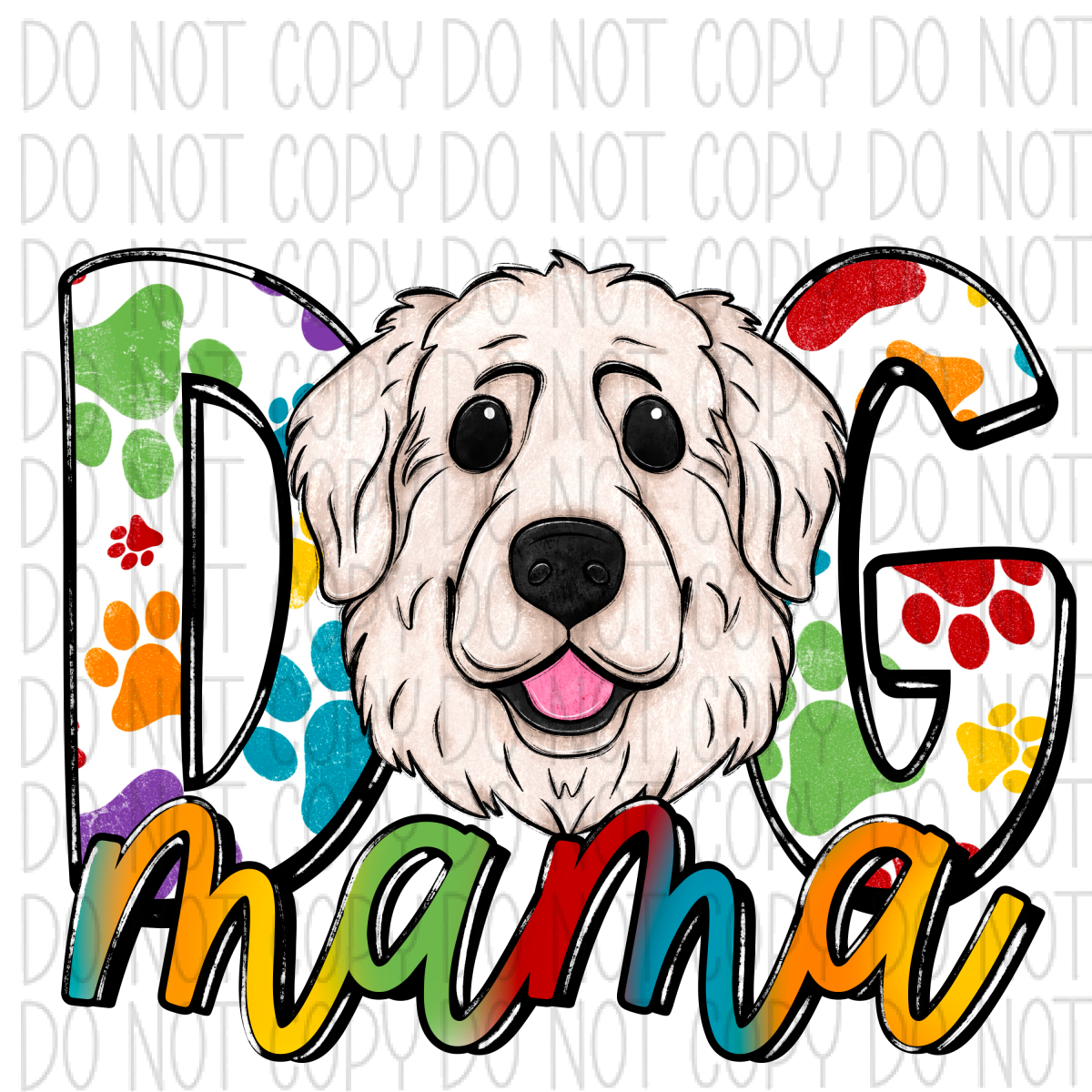 Dog Mama Paw Prints Great Pyranese Dtf Transfer Rtp Transfers