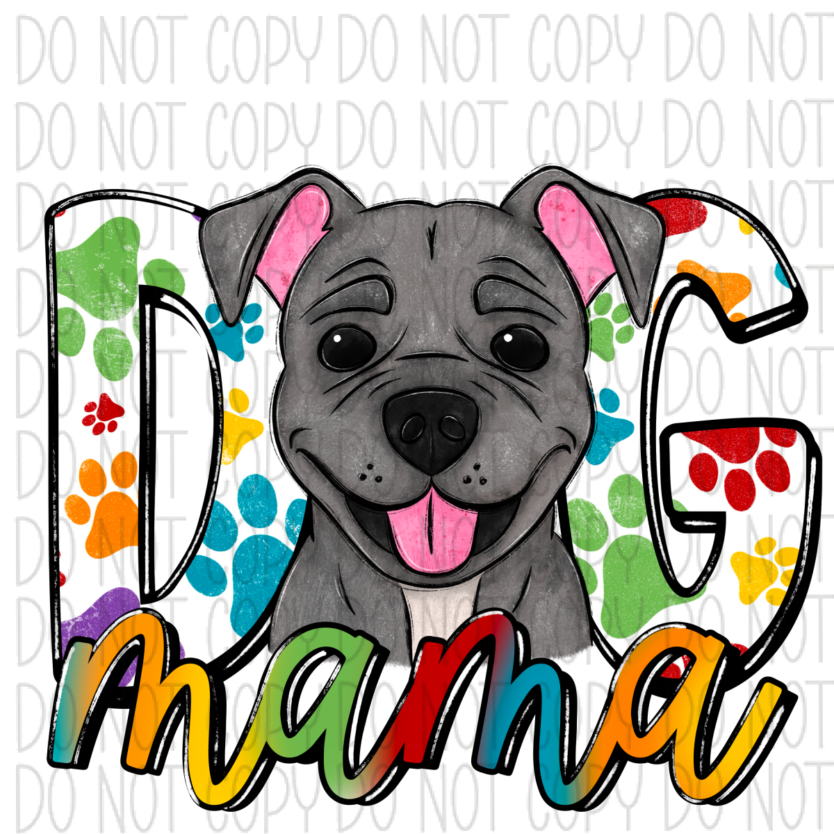 Dog Mama Paw Prints Pit Bull Dtf Transfer Rtp Transfers