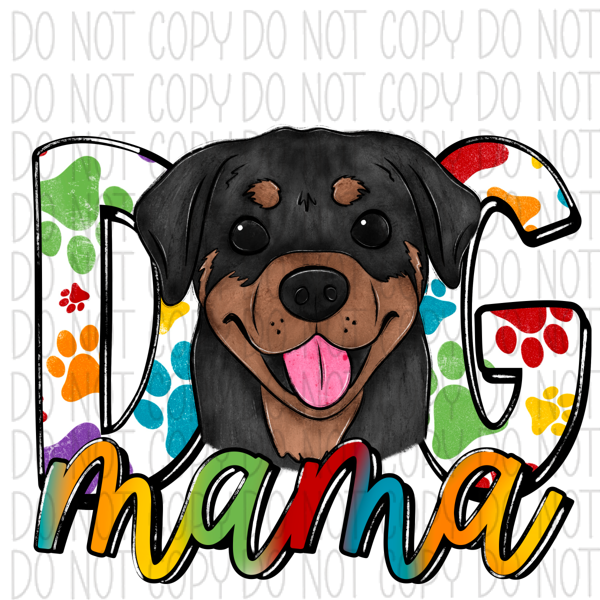 Dog Mama Paw Prints Rottweiler Dtf Transfer Rtp Transfers