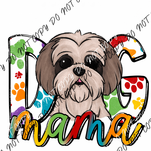 Dog Mama Paw Prints Shih Tzu Dtf Transfer Rtp Transfers