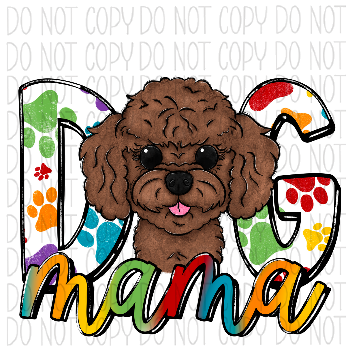 Dog Mama Paw Prints Toy Poodle Dtf Transfer Rtp Transfers