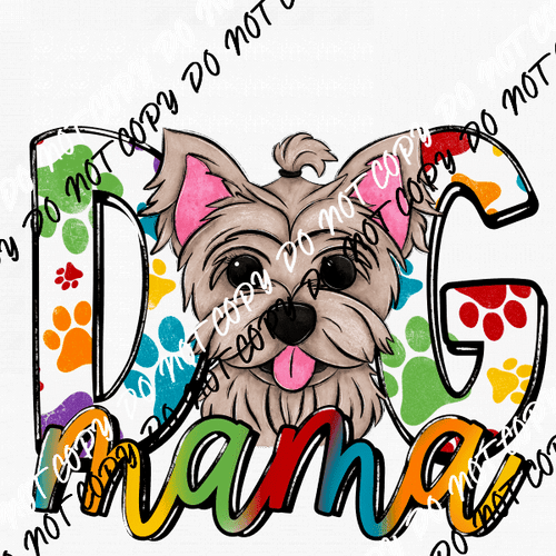 Dog Mama Paw Prints Yorkie DTF Transfer - We Print U Press DTF Transfers