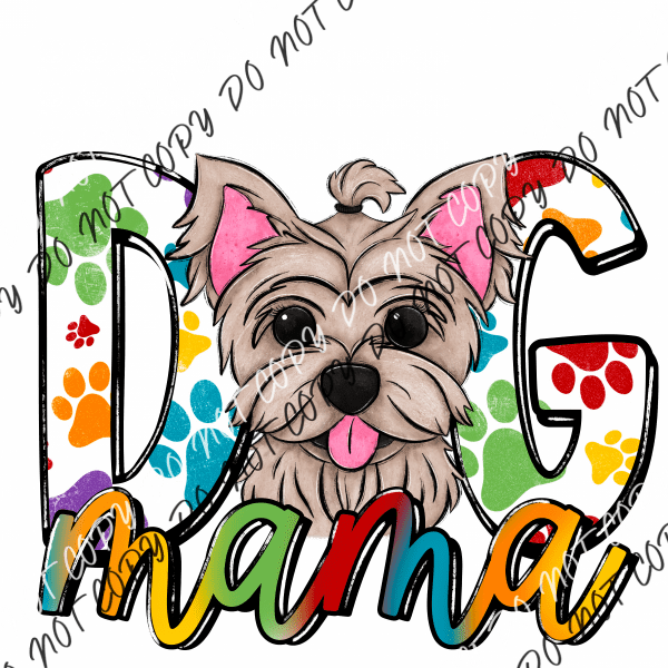 Dog Mama Paw Prints Yorkie Dtf Transfer Rtp Transfers