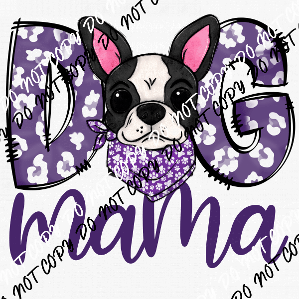 Dog Mama Purple Print Boston DTF Transfer - We Print U Press DTF Transfers