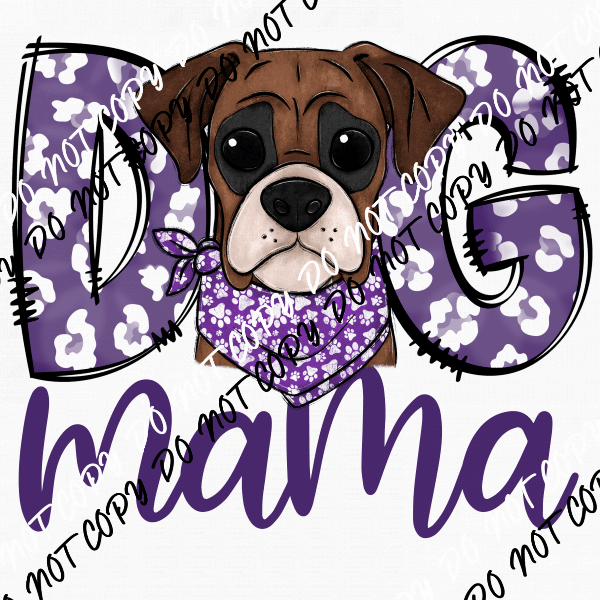 Dog Mama Purple Print Boxer DTF Transfer - We Print U Press DTF Transfers