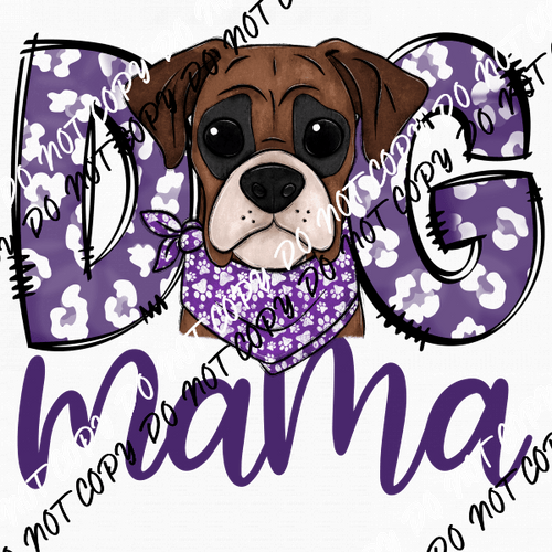 Dog Mama Purple Print Boxer DTF Transfer - We Print U Press DTF Transfers