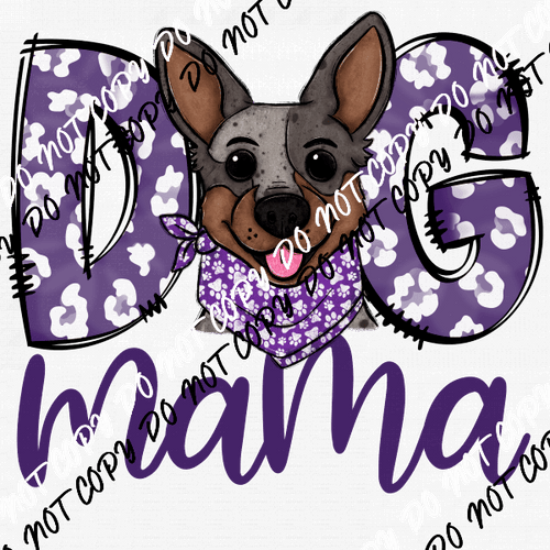 Dog Mama Purple Print Cattle Dog DTF Transfer - We Print U Press DTF Transfers