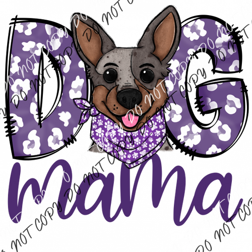 Dog Mama Purple Print Cattle Dtf Transfer Rtp Transfers