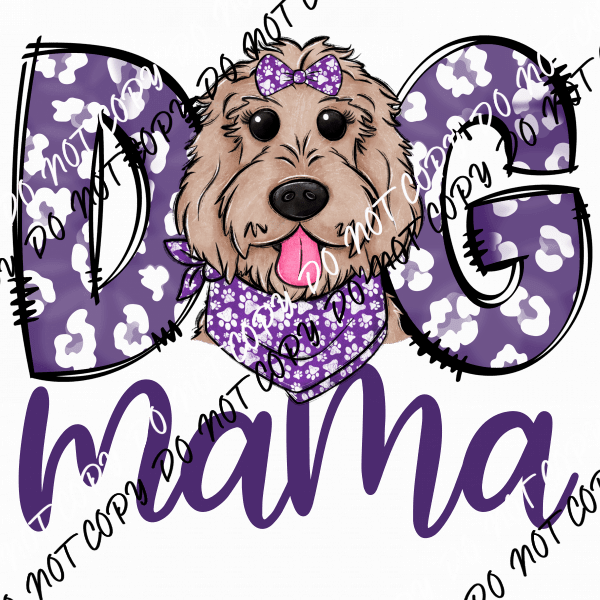 Dog Mama Purple Print Doodle DTF Transfer - We Print U Press DTF Transfers