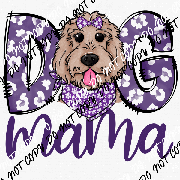 Dog Mama Purple Print Doodle DTF Transfer - We Print U Press DTF Transfers