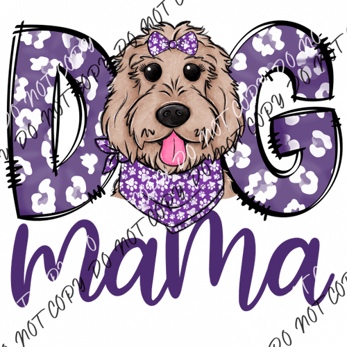 Dog Mama Purple Print Doodle Dtf Transfer Rtp Transfers