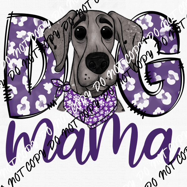 Dog Mama Purple Print Great Dane DTF Transfer - We Print U Press DTF Transfers