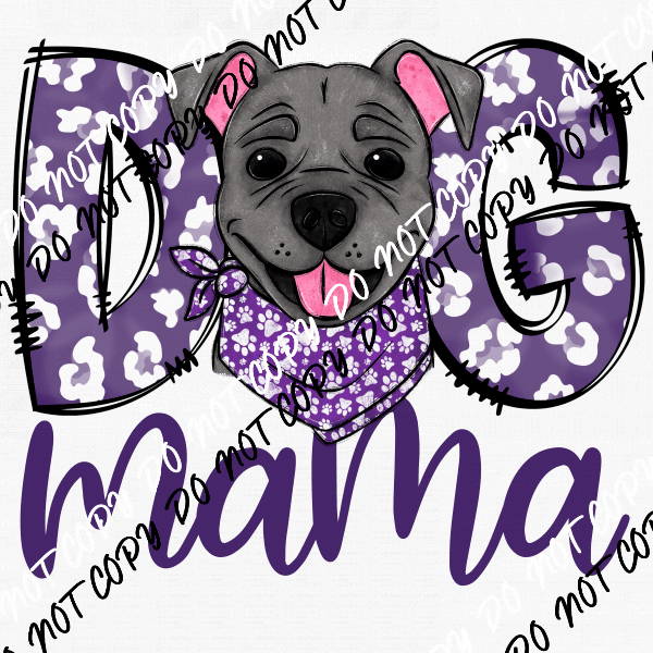 Dog Mama Purple Print PIt Bull DTF Transfer - We Print U Press DTF Transfers