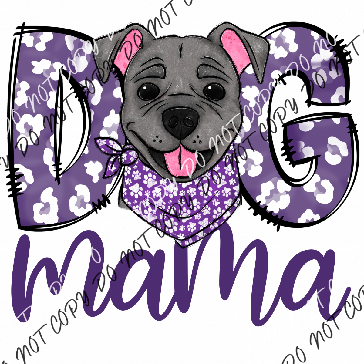 Dog Mama Purple Print Pit Bull Dtf Transfer Rtp Transfers