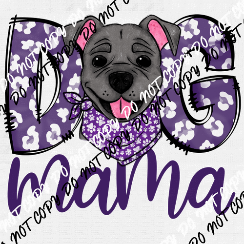 Dog Mama Purple Print PIt Bull DTF Transfer - We Print U Press DTF Transfers