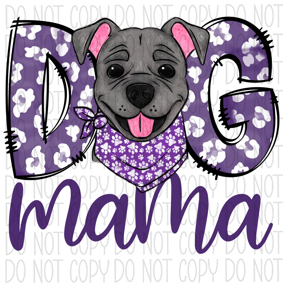 Dog Mama Purple Print Pit Bull Dtf Transfer Rtp Transfers