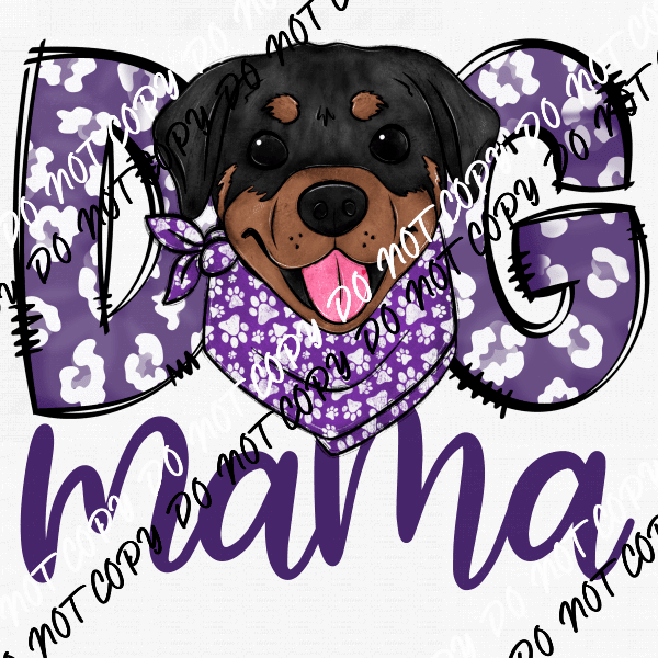 Dog Mama Purple Print Rotweiler DTF Transfer - We Print U Press DTF Transfers