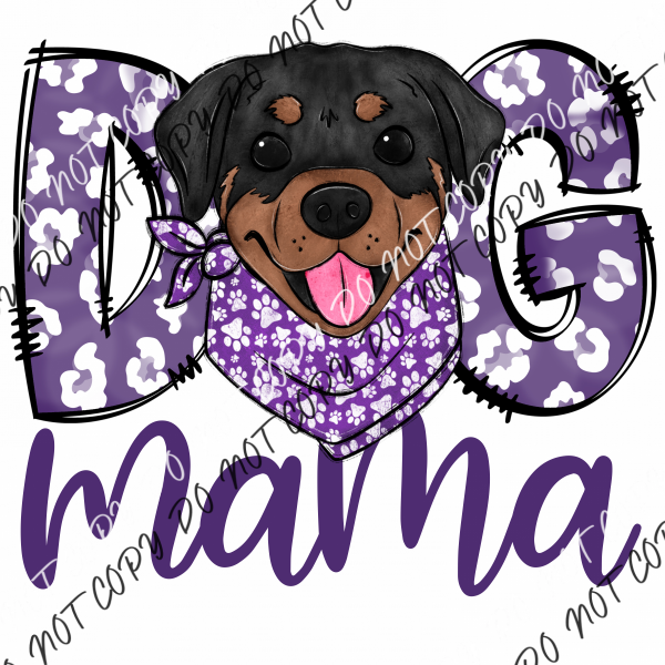 Dog Mama Purple Print Rotweiler Dtf Transfer Rtp Transfers