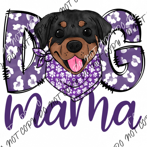 Dog Mama Purple Print Rotweiler Dtf Transfer Rtp Transfers