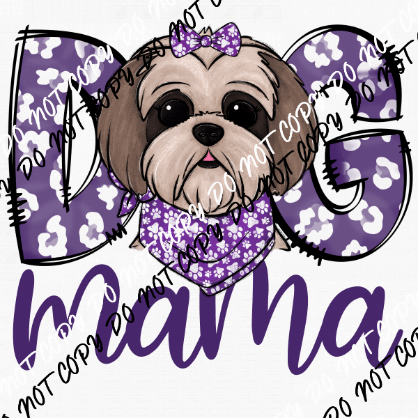 Dog Mama Purple Print Shitzu DTF Transfer - We Print U Press DTF Transfers