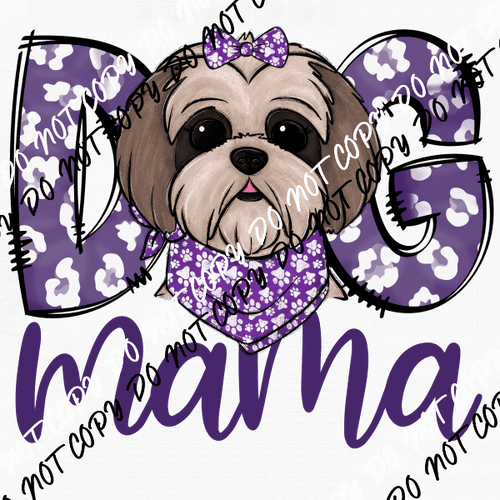 Dog Mama Purple Print Shitzu DTF Transfer - We Print U Press DTF Transfers