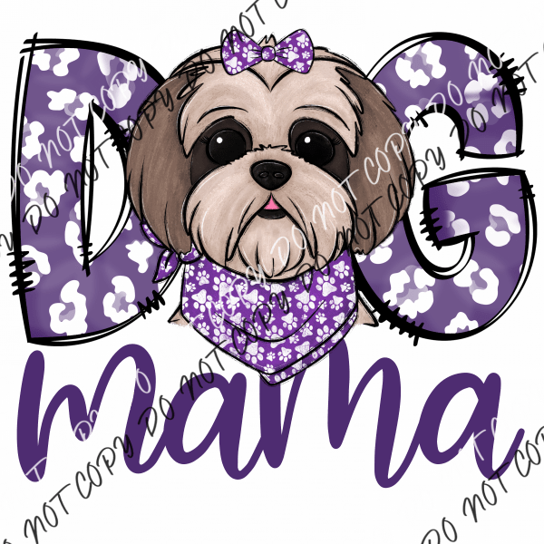 Dog Mama Purple Print Shitzu Dtf Transfer Rtp Transfers