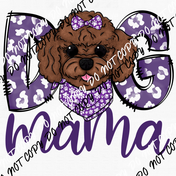 Dog Mama Purple Print Toy Poodle DTF Transfer - We Print U Press DTF Transfers