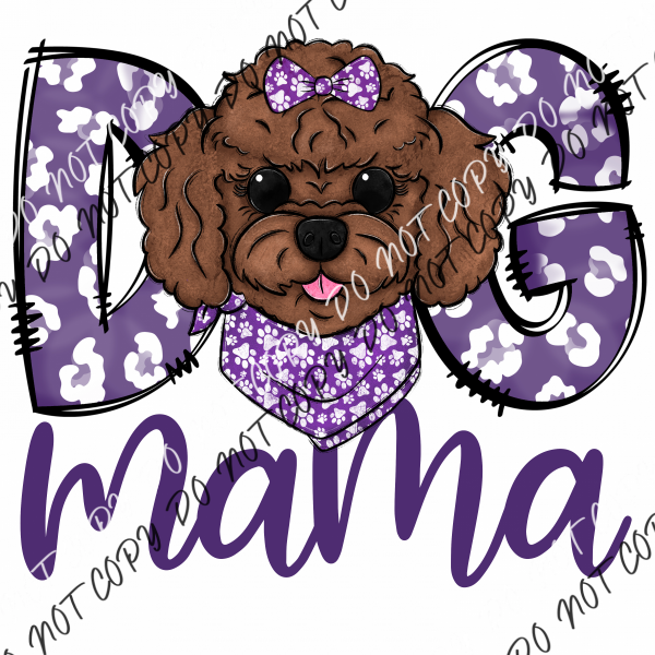 Dog Mama Purple Print Toy Poodle Dtf Transfer Rtp Transfers