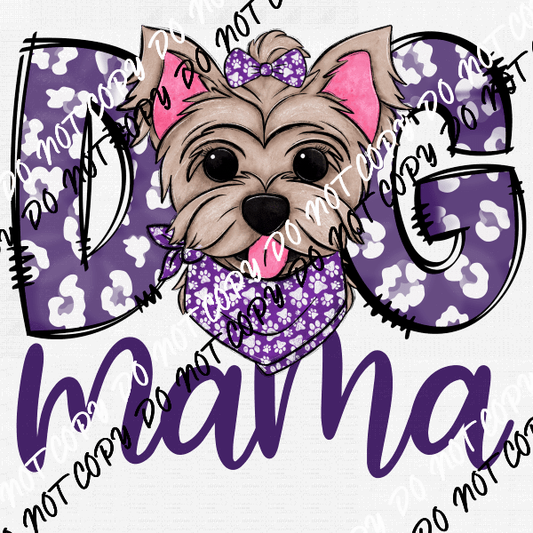 Dog Mama Purple Print Yorkie DTF Transfer - We Print U Press DTF Transfers