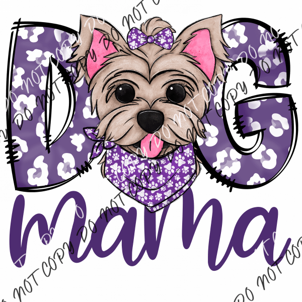 Dog Mama Purple Print Yorkie Dtf Transfer Rtp Transfers