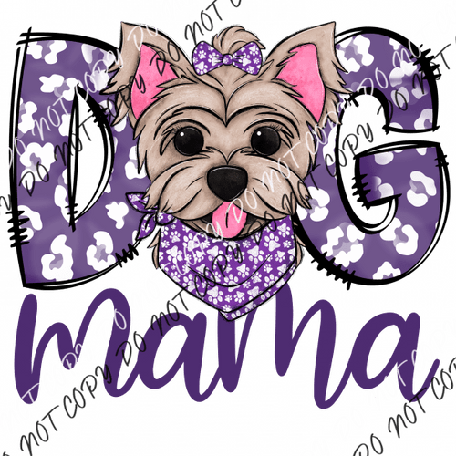 Dog Mama Purple Print Yorkie Dtf Transfer Rtp Transfers