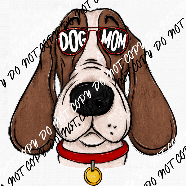 Dog Mom Glasses Bassett Hound DTF Transfer - We Print U Press DTF Transfers