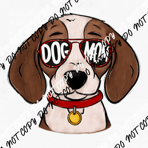 Dog Mom Glasses Beagle DTF Transfer - We Print U Press DTF Transfers