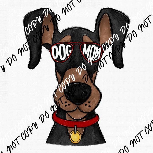 Dog Mom Glasses Doberman DTF Transfer - We Print U Press DTF Transfers