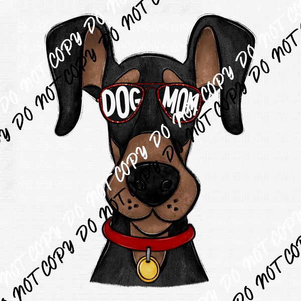 Dog Mom Glasses Doberman DTF Transfer - We Print U Press DTF Transfers