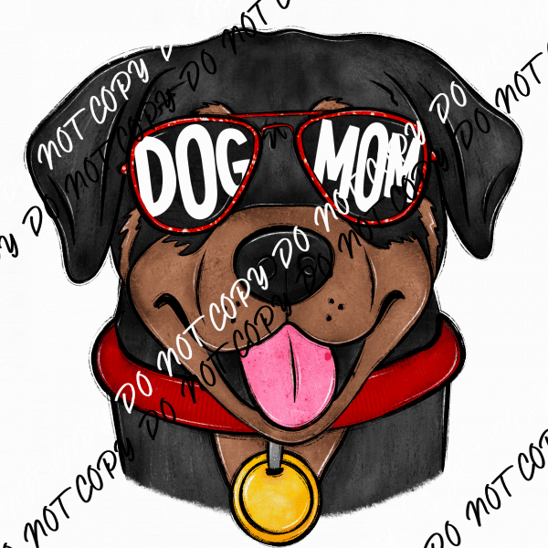 Dog Mom Glasses Rottweiler DTF Transfer - We Print U Press DTF Transfers