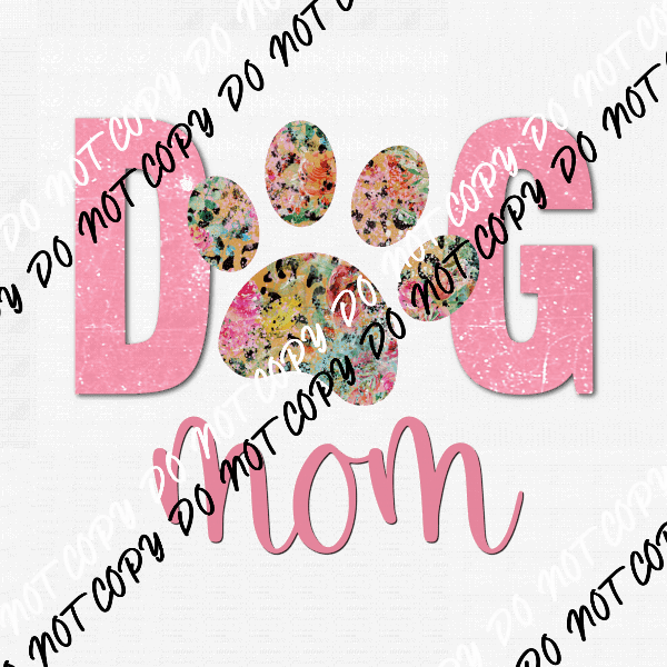 Dog Mom Paw Print Watercolor Leopard Print DTF Transfer - We Print U Press DTF Transfers