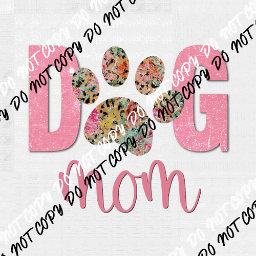 Dog Mom Paw Print Watercolor Leopard Print DTF Transfer - We Print U Press DTF Transfers