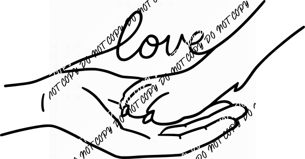 Dog Paw and Hand Love Line Art DTF Transfer - We Print U Press DTF Transfers