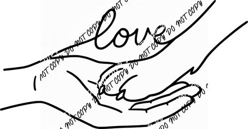 Dog Paw and Hand Love Line Art DTF Transfer - We Print U Press DTF Transfers