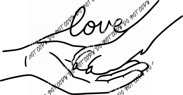 Dog Paw and Hand Love Line Art DTF Transfer - We Print U Press DTF Transfers